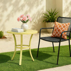 Outdoor Round Side Table, Small Metal Table Patio End Table Coffee Bistro Table for Indoor Outdoor (Light Yellow)