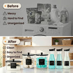 6 Pack Laundry Pods Containers & Dryer Sheet Holder & Laundry Detergent Dispenser, Laundry Room Organization and Storage Jars with Lids, Labels and Scoops for Scent Booster, Powder, Pods