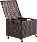BIRDROCK HOME Rolling Filing Cabinet - Weatherproof Rattan-Style Storage Box or Resin Deck Chest with Wheels for Organizing Cushions, Toys, and Accessories in Home, Office, or Garden (Espresso)