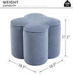 Blue Linen Ottoman Set of 2, Small Vanity Stool, Multi-Functional Ottoman Stool, Footrest for Couch, Flower Footstool for Makeup Room, Entryway and Living Room
