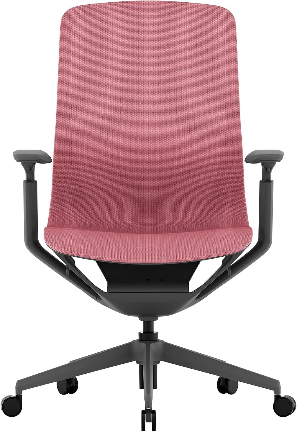 Laura Davidson Furniture Waverly Mesh Office Chair - Mid Back Mesh Chair, Adjustable Height & Arm Rest, Swivel, Seat Tilt - Red Mesh/Dark Grey Frame