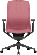 Laura Davidson Furniture Waverly Mesh Office Chair - Mid Back Mesh Chair, Adjustable Height & Arm Rest, Swivel, Seat Tilt - Red Mesh/Dark Grey Frame