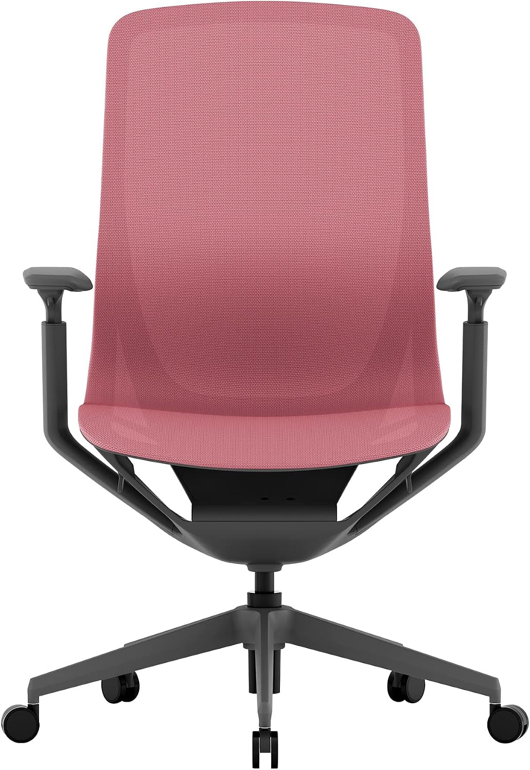 Laura Davidson Furniture Waverly Mesh Office Chair - Mid Back Mesh Chair, Adjustable Height & Arm Rest, Swivel, Seat Tilt - Red Mesh/Dark Grey Frame