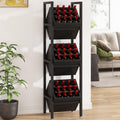Tribesigns Wine Rack Freestanding Floor, 3 Tier Wooden Wine Storage Stand, Wobble-Free Wine Holder Display Shelf Liquor Bottle Organizer for Kitchen, Cellar (Black)