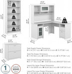 Bush Furniture L Shaped Desk with Hutch, 5 Shelf Bookcase and Lateral File Cabinet | Cabot Collection Corner Computer Table with Storage and Bookshelf | 60Wx23DX37W