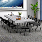 Tangkula Set of 10 Waiting Room Chairs, Stackable Reception Guest with Mesh Backrest, Waterfall Seat, Metal Frame & Carrying Handles, Office Desk Meeting Room Chairs for Lobby, Black