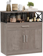 Buffet Cabinet, Coffee Bar Cabinet, Sideboard with Storage and Drawer, Farmhouse Storage Cabinets, Wooden Kitchen Cabinets for Living Room, Hallway, Ivory
