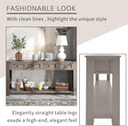 Knocbel Console Table with 4 Storage Drawers and Bottom Shelf, Rustic Distressed Sofa Table for Entryway Hallway Living Room, 63" W x 14" D x 30" H, Gray Wash Color