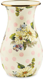 MACKENZIE-CHILDS Tall Enamel Vase, Unique Flower Vase Decor for Living Room, Wildflowers Pink