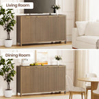Fluted Buffet Cabinet with Storage, 55" Sideboard Cabinet with 4 Doors, Modern Credenza Accent Console Cabinet Coffee Bar Table for Living Room Dining Room Hallway, Walnut