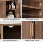 FORTUNETEC Sideboard Buffet Cabinet with Storage, Mid Century Modern Accent Cabinet with Arched Doors, Modular Media Console, Minimalist Credenza for Living Room Kitchen Dining Room Entryway, Walnut