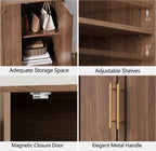 FORTUNETEC 31.5" Sideboard Buffet Cabinet with Storage, Walnut, 3pcs | Wood Modular Media Console, Mid Century Modern Credenza with Arched Doors for Living Room Kitchen Dining Room Entryway
