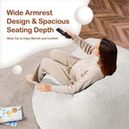 Giant Bean Bag Chair for Adults, Large Memory Foam BeanBag Chairs, Oversized Bean Bag Sofa with Filler, Faux Fur Big Reading Chair Comfy Floor Sofa Chair (Beige)