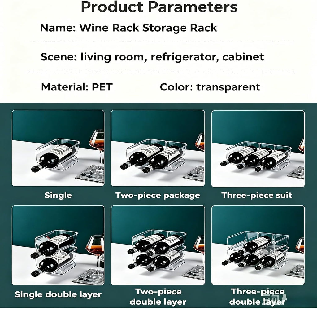 Transparent Wine Rack Stackable Bottle Holder for Refrigerator Beverage Storage and Organization at Home (2 Link)
