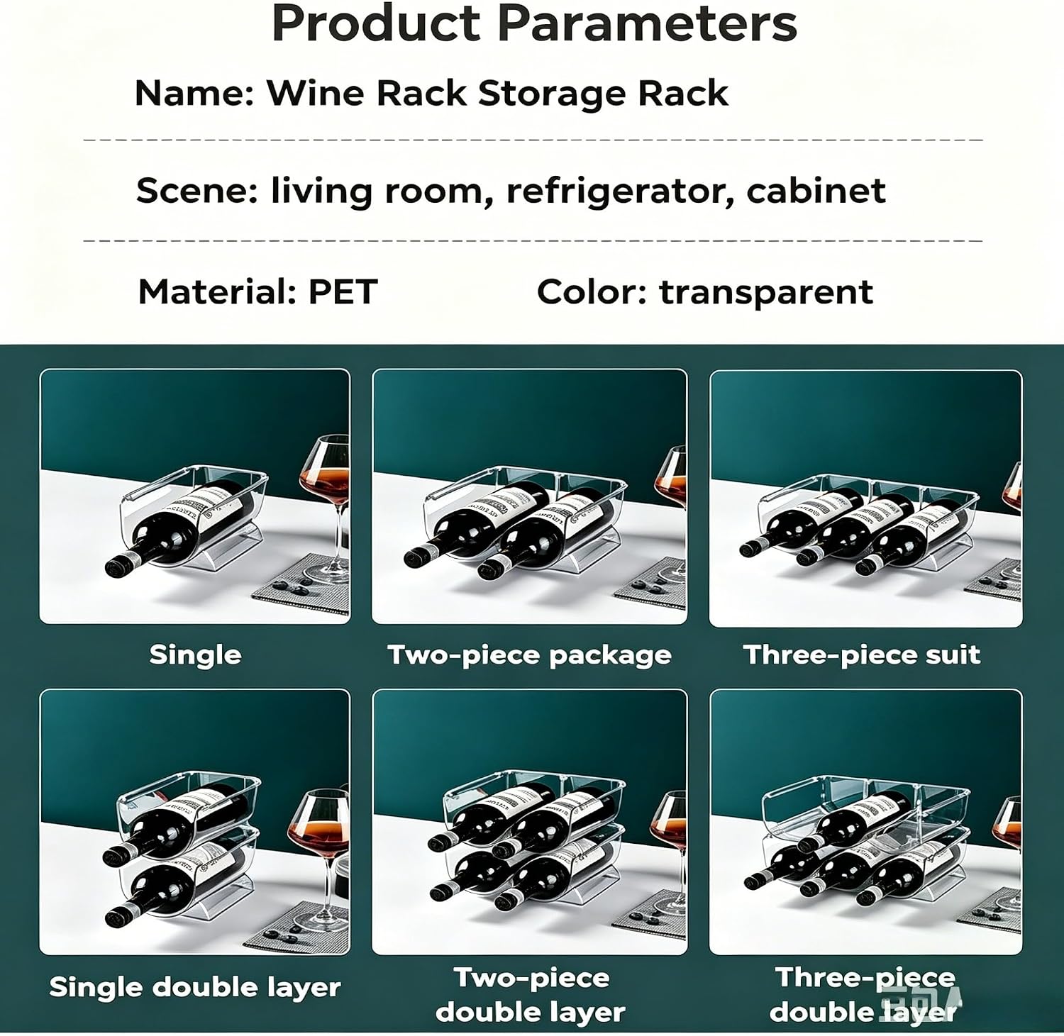 Transparent Wine Rack Stackable Bottle Holder for Refrigerator Beverage Storage and Organization at Home (2 Link)
