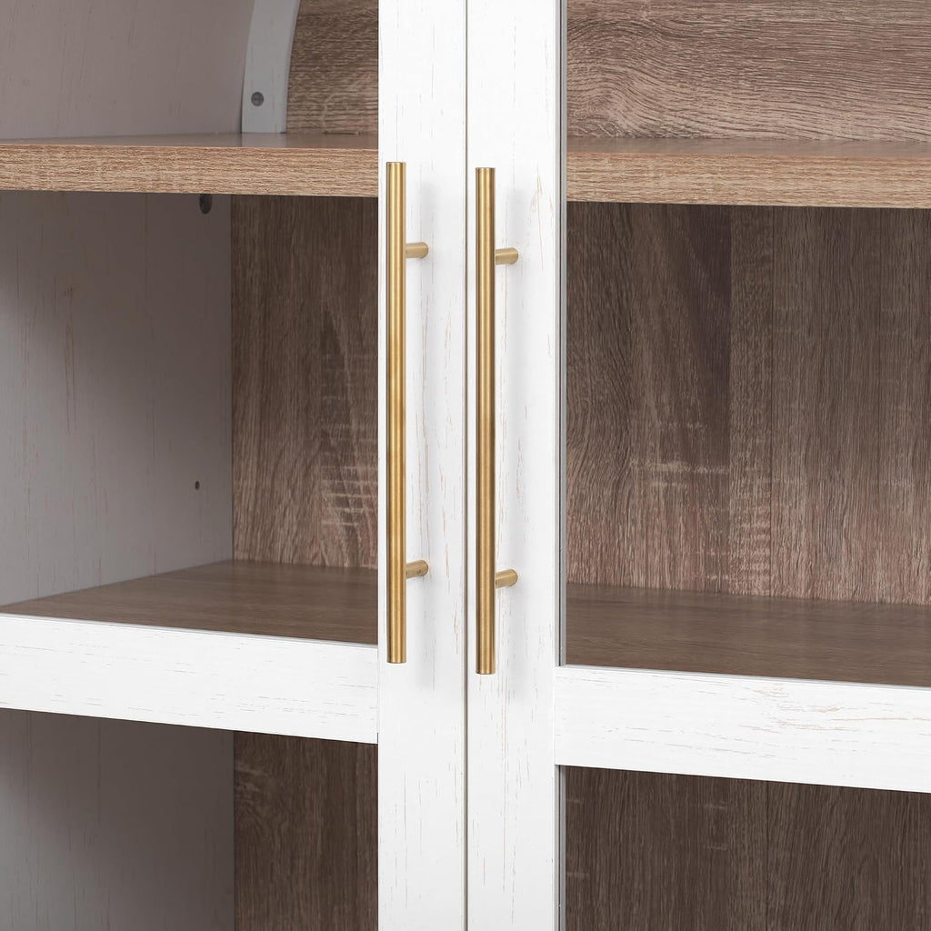 LUMISOL 71" Tall Arched Pantry Cabinet, Modern Kitchen Storage Cabinet with Doors, Wood Kitchens Storage Cabinet with 4-Tier Door Shelves & Drawer & Adjustable Shelves, White
