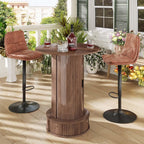 Round Bar Table with 2-Tier Hidden Storage, 38.1" H Pub Table with Footrest, Modern Rustic Bar Height Bistro Cocktail Table for Kitchen,Dining Room,Coffee Bar,Small Space