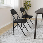 IDEALHOUSE 8 Pack All-Steel Folding Chairs Set of 8, Heavy Duty Metal Foldable Dining Chair with Backrest, Hold Up to 350 LBS, Black Portable Fold Chair for Home, Office, Indoor & Outdoor Events
