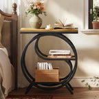 Tribesigns 3-Tier End Table, Industrial Side Table for Living Room, Small Rectangle Nightstand for Bedroom (1PC, Rustic Brown & Black)