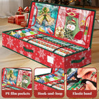 StorageRight Wrapping Paper Organizer Storage Container, Christmas Gift Wrapping Paper Storage Box for Paper Ornaments，Paper Storage Holder for Holiday Decoration Snowflake/Red