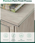 Chogori Solid Wood Buffet Cabinet Sideboard with Hand-Rubbed Finish, Gold-Toned Hardware & Adjustable Shelves Holds 75lbs, 47.24″ L for Kitchen Dining Living Room Entryway, 1PCS, Gray