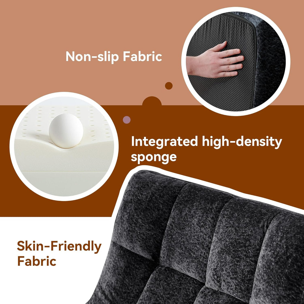 Bean Bag Chair With Footrest,Integrated Sponge Lounge Chair,Comfortable Bean Bag Sofa with Backrest, Faux FurBeanBagChair forAdultsandKids, Ideal for Bedrooms,Living Rooms,and Apartments(Black)