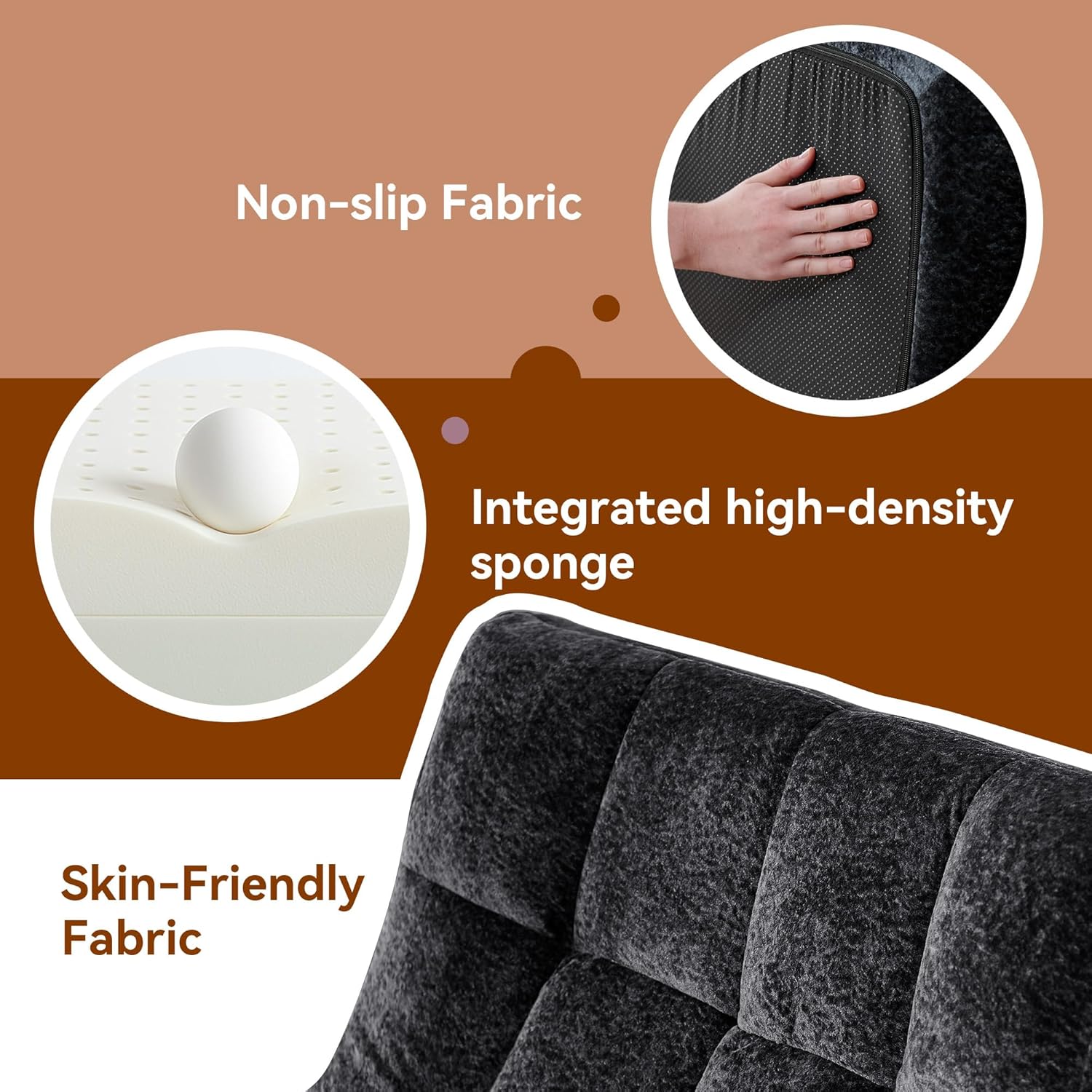 Bean Bag Chair With Footrest,Integrated Sponge Lounge Chair,Comfortable Bean Bag Sofa with Backrest, Faux FurBeanBagChair forAdultsandKids, Ideal for Bedrooms,Living Rooms,and Apartments(Black)