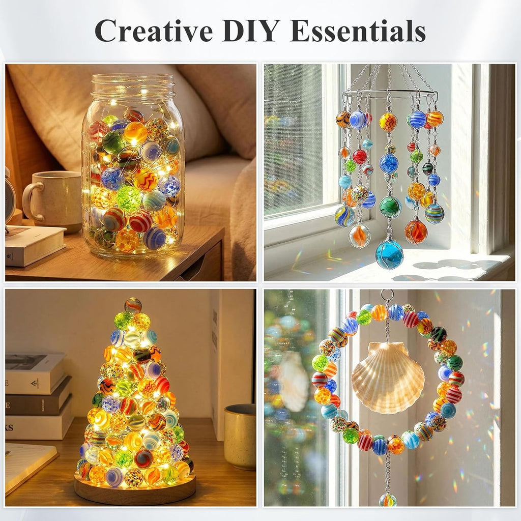 SallyFashion 32PCS Glass Marbles Bulk, 16mm/0.6inch Handmade Colorful Assorted Marbles for Vase Filler Flower Candle Crafts Centerpieces and Wedding Decoration