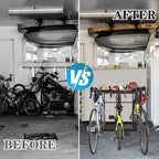 Mythinglogic Garage Bike Storage Rack, Freestanding Organizer for Adult or Kids Bike, 3 Bicycle Holder for Indoor and Outdoor Use