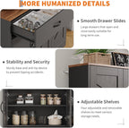 71" Pantry Cabinet with Charging Station, Kitchen Hutch Storage Cabinet with Countertop & Drawer, Farmhouse Food Pantry with Microwave Stand & Adjustable Shelves for Living Room, Dining Room, Black