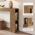 Epecoya 94.5-Inch Extra Long Console Table with USB Outlet & Storage, Narrow Sofa Behind Couch Table with Charging Station, Farmhouse Wood Entryway Table for Hallway Foyer Living Room, Oak Brown
