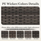 Outdoor Wicker Ottoman Set of 2, Patio Swivel Rattan Ottoman with Thick Cushions, Ideal for Backyard, Garden, Poolside, Beige