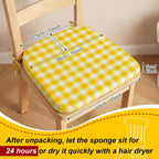 Geetery 4 Pcs Checkered Chair Cushion for Dining 17"x16"x2" Thick Buffalo Plaid Non-Slip Chair Pad with Tie and Removable Cover for Home Outdoor Patio Indoor Seat Cushion (Buffalo Gingham,Yellow)