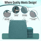 Chair Cushions for Dining Chairs - 17" x 16" x 2" D-Shaped Indoor Seat Cushions - Non Slip Chair Pads with Removable Ties and Washable Cover Set of 4 - Chair Leg Pads Included - Teal