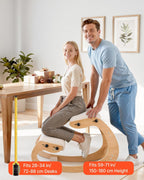 VEVOR Ergonomic Kneeling Chair, Wooden Posture Knee Chair with Adjustable Thick Foam Cushions & Solid Wood Frame, Adjustable Height, Relief for Neck or Back Pain for Home, Office or Meditation, Beige