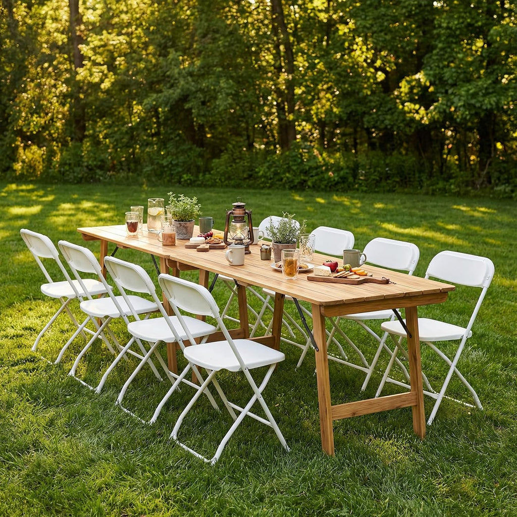 DUMOS Folding Chairs Sets of 4, Portable Chairs, Home Office | 330lbs Stackable Fold Up for Indoor Outdoor Patio Camping Party Garden Wedding, White