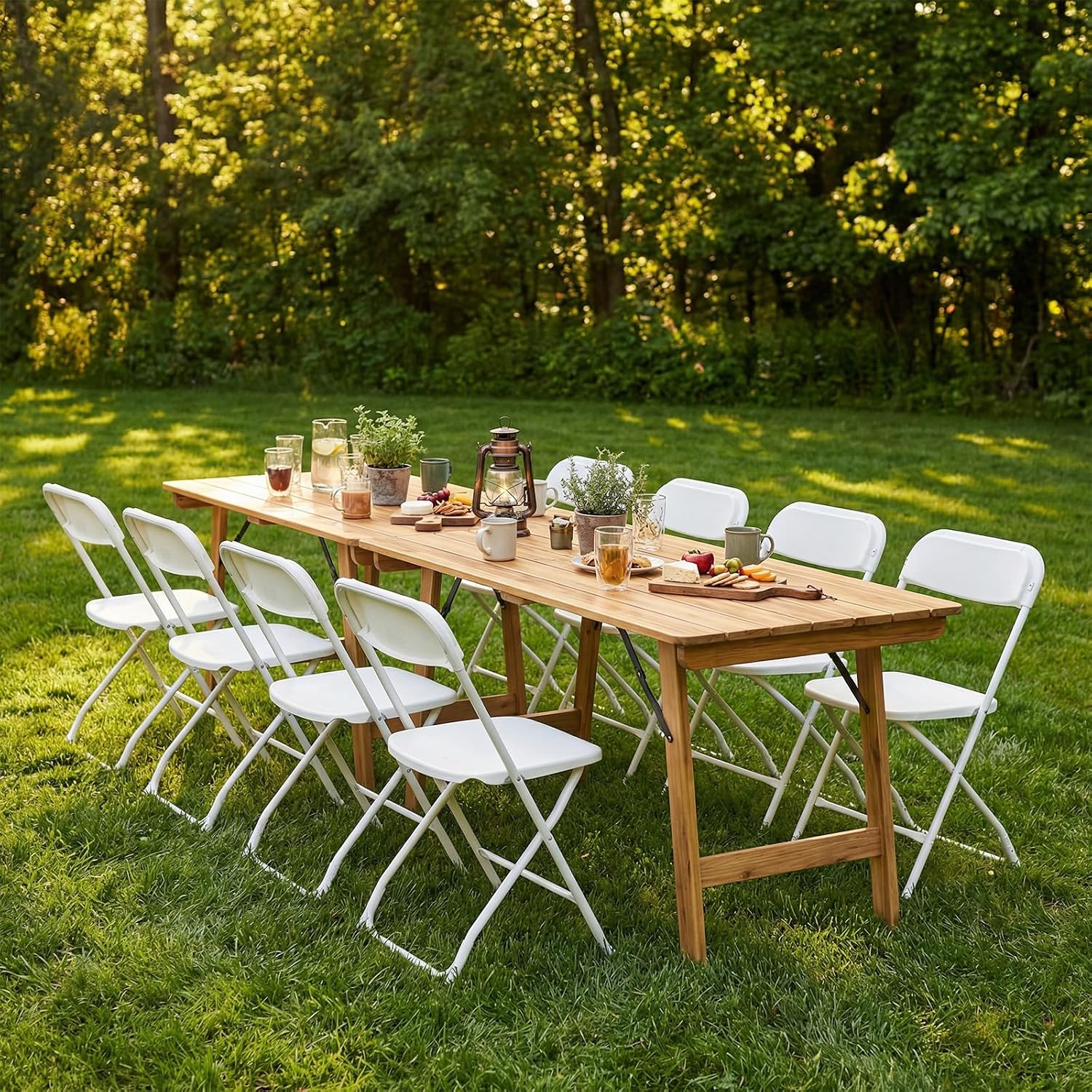 DUMOS Folding Chairs Sets of 4, Portable Chairs, Home Office | 330lbs Stackable Fold Up for Indoor Outdoor Patio Camping Party Garden Wedding, White