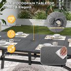 63”x37.8” Metal Outdoor Dining Table for 6,Rectangular Patio Dining Table with Adjustable Umbrella Hole,All-Weather Black Outdoor Patio Table for Porch, Garden