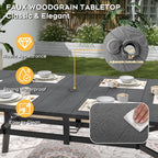 63”x37.8” Metal Outdoor Dining Table for 6,Rectangular Patio Dining Table with Adjustable Umbrella Hole,All-Weather Black Outdoor Patio Table for Porch, Garden