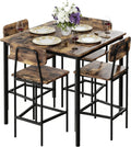 NUNU LAB Kitchen Table and Chairs of 4, Dining Table Set for 4 with Space Saving, Sturdy Industrial Space Saving Dinette Set for Pub, Dining Room, Rustic Brown