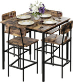 NUNU LAB Kitchen Table and Chairs of 4, Dining Table Set for 4 with Space Saving, Sturdy Industrial Space Saving Dinette Set for Pub, Dining Room, Rustic Brown