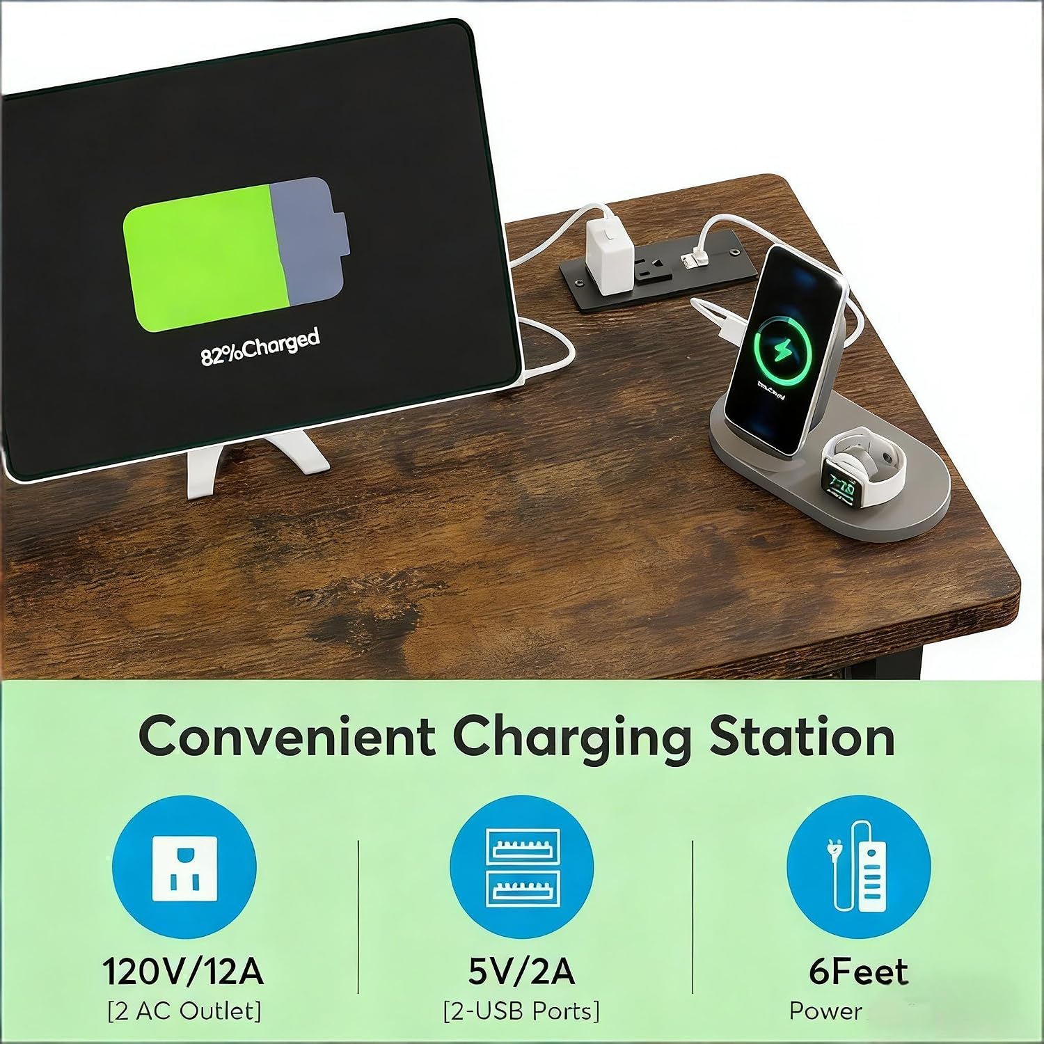 Side Table with Wheels, Mobile C Table,Narrow Desk,Convenient Charging Station
