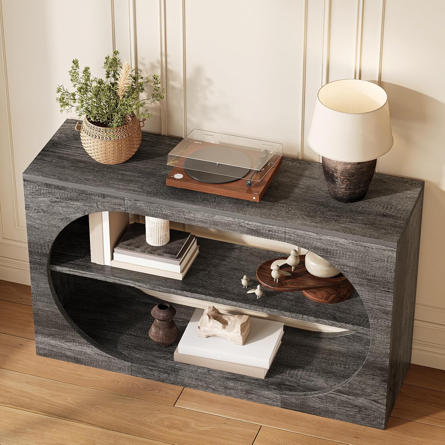 Console Table, 55-Inch Entryway Tables 3-Tier Wood Narrow Sofa Tables for Living Room Foyer Table for Entryway, Hallway, Entrance