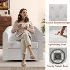 Simore Swivel Barrel Accent Chair Set of 2, Breathable Fabric Round Swivel Cuddle Chair Armchair for Nursery Living Room Bedroom Office, Light Gray