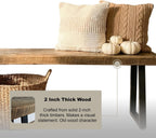 Rustic Revival Reclaimed Barnwood Bench, Solid Wood with Metal Base, Modern Farmhouse Style, 2-Inch Thick Top, for Entryway, Bedroom, Living Room (38x12)