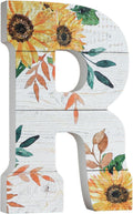 COLLECTIVE HOME - 10" Wood Lettes for Wall Decor, Sunflower Tabletop Alphabet Decoration, DIY Farmhouse Decor, Rustic Freestanding Monogram Block (R)