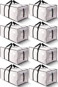 HOMESURE Supports 200lbs Heavy Duty Moving Bags - Strong Zipper & Wrap-Around Handles - Water-Resistant Storage Totes, Durable Alternative to Moving Boxes - 8 Pack - Semi-Transparent