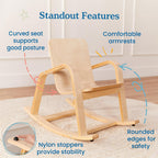 ECR4Kids Bentwood Rocking Chair with Armrests, Montessori Furniture, Natural