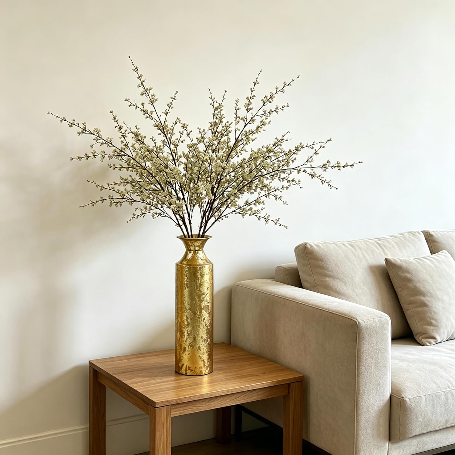Hosley 16" High Gold Metal Decorative Tall Floor Vase - Metallic Centerpiece Vases for Floral Arrangements Home Decoration - Flower Bucket Vases for Gift, Spa, Reiki Meditation Settings O5 - Set of 1