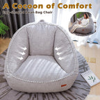 Giant Bean Bag Chair for Adults Teens and Kids, Cozy Fluffy Corduroy Beanbag Chair with Filler Large Floor Lounge Sofa for Living Room, Bedroom (L-Light Grey)